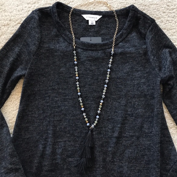 Black Handkerchief Hem Tunic Top - Picture 3 of 7